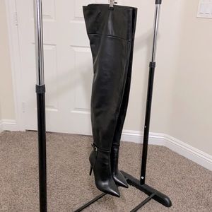 Leviticus Fashions Black Leather Stiletto Boots